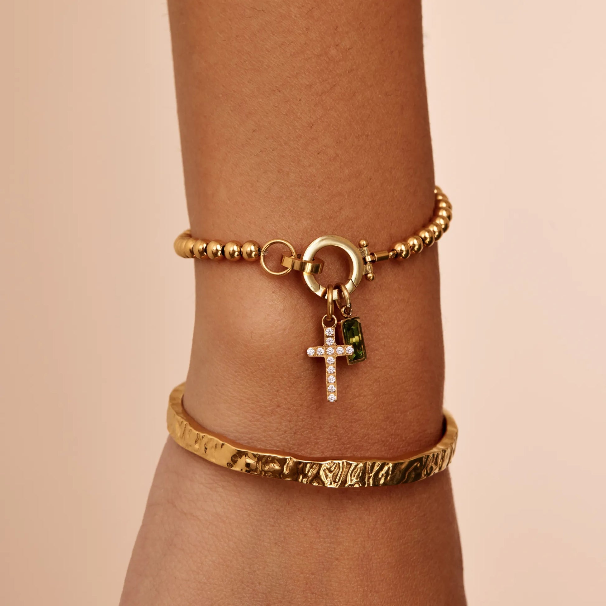 Birthstone beaded bracelet flat lay styling — Olivia Jewelry