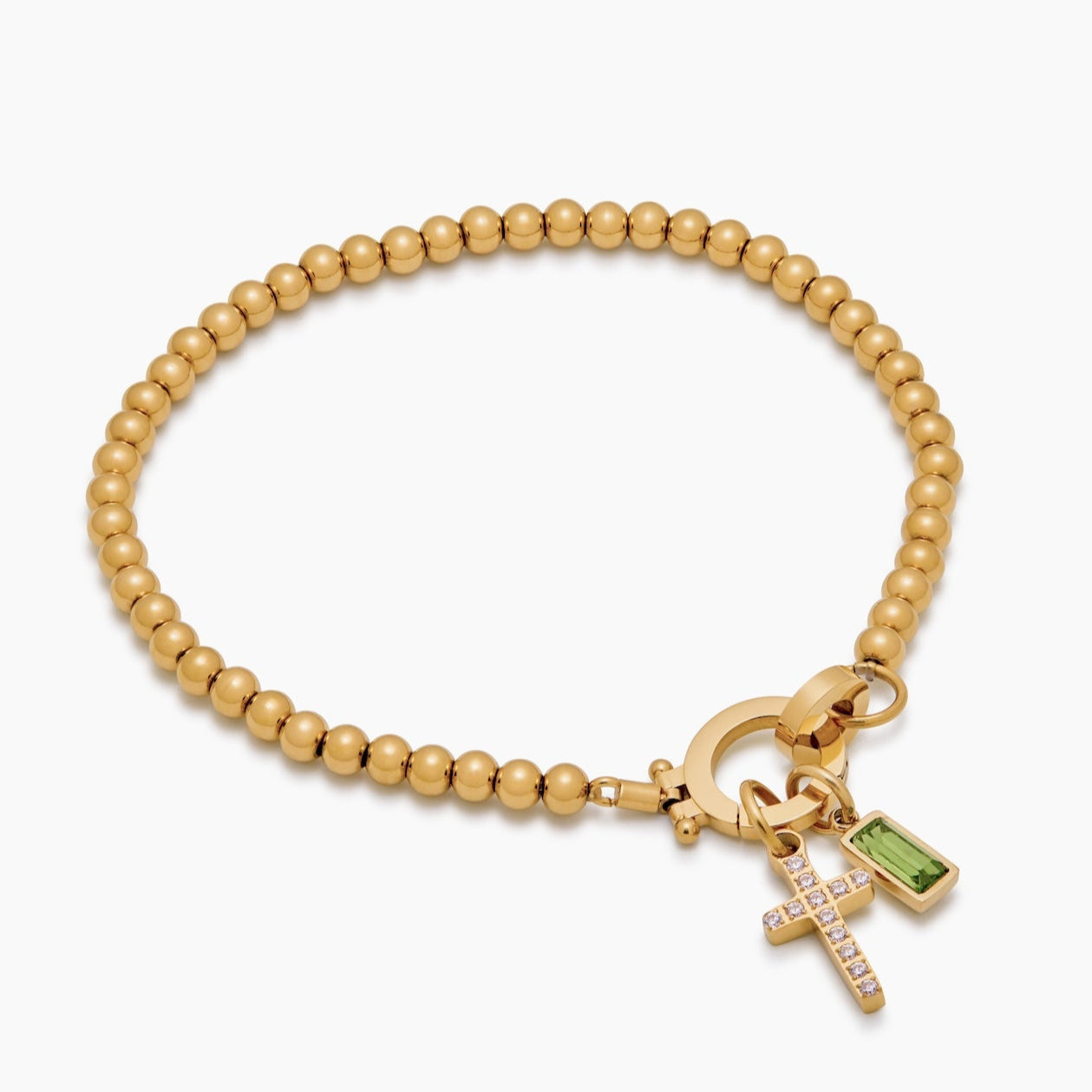 Beaded birthstone bracelet worn on wrist — Olivia Jewelry