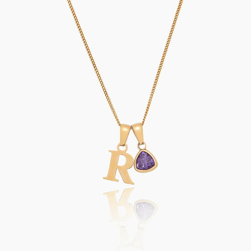 Initial Birthstone Charm Necklace