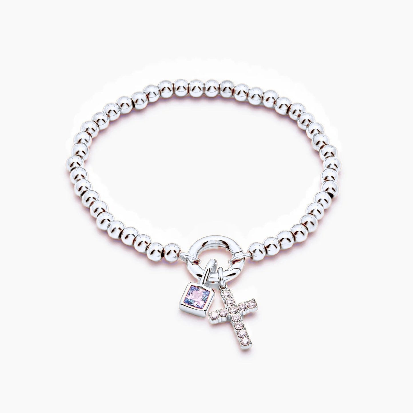 beaded-cross-birthstone-bracelet — Silver / Jun-Alexandrite