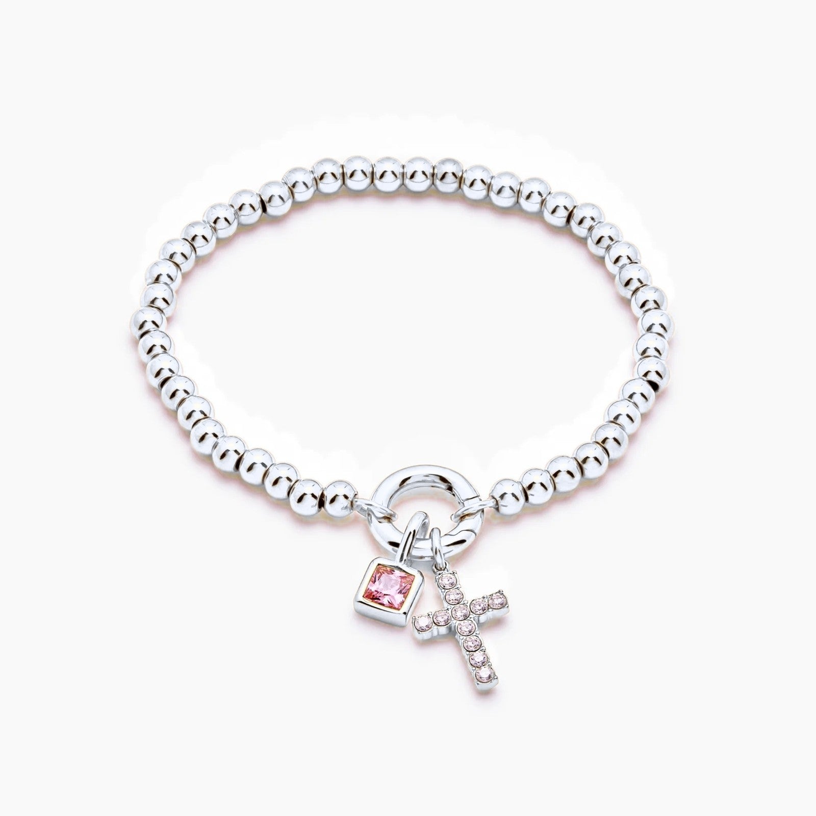 beaded-cross-birthstone-bracelet — Silver / Nov-Citrine
