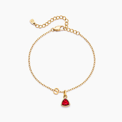 birthstone-initial-charm-bracelet — Gold / Jan-Garnet