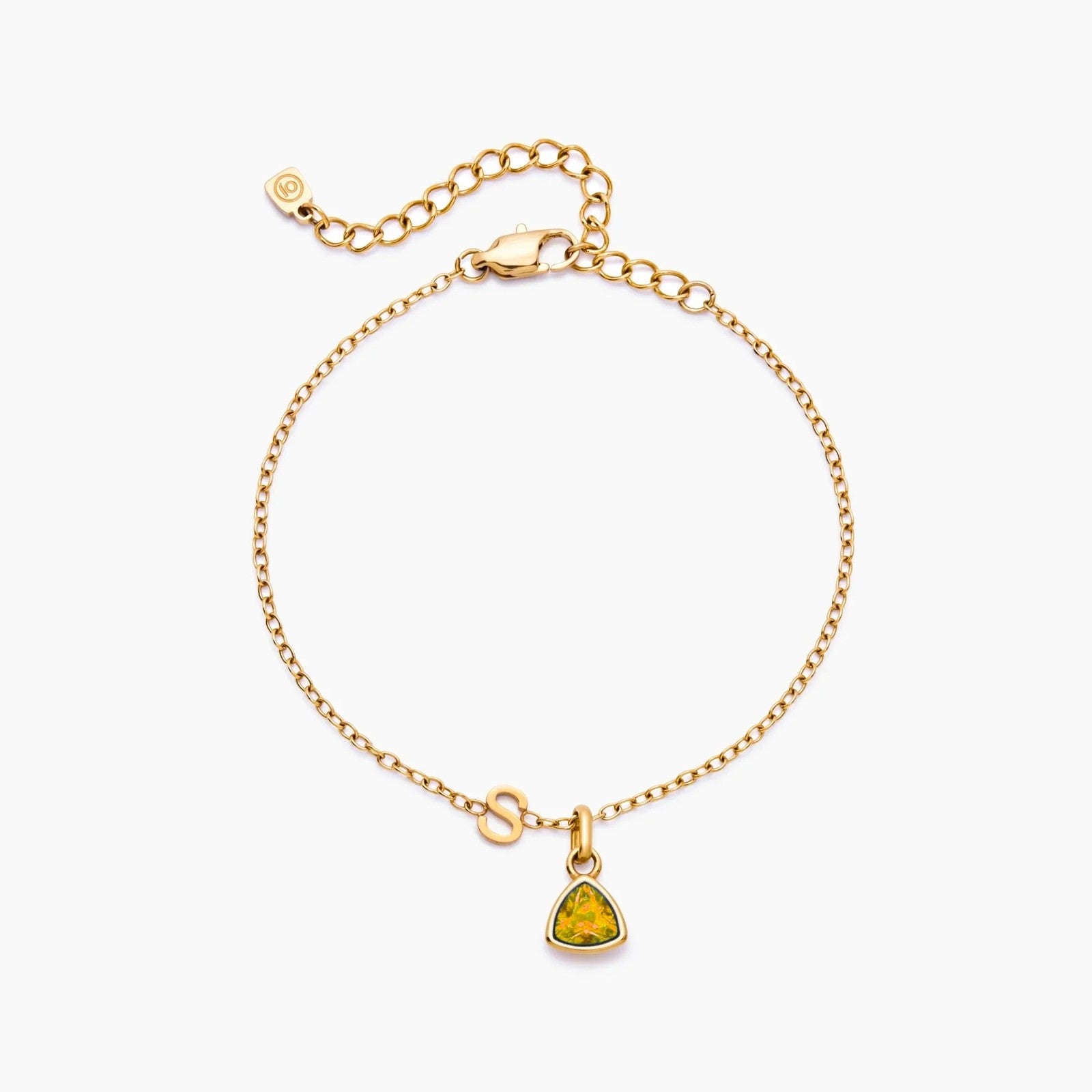 birthstone-initial-charm-bracelet — Gold / Nov-Citrine