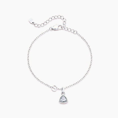 birthstone-initial-charm-bracelet — Silver / Apr-Diamond