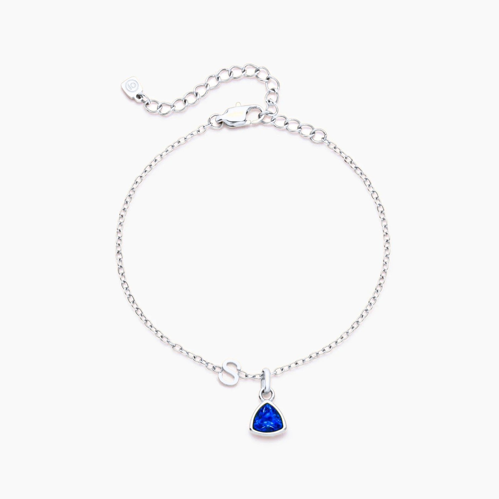 birthstone-initial-charm-bracelet — Silver / Sep-Sapphire