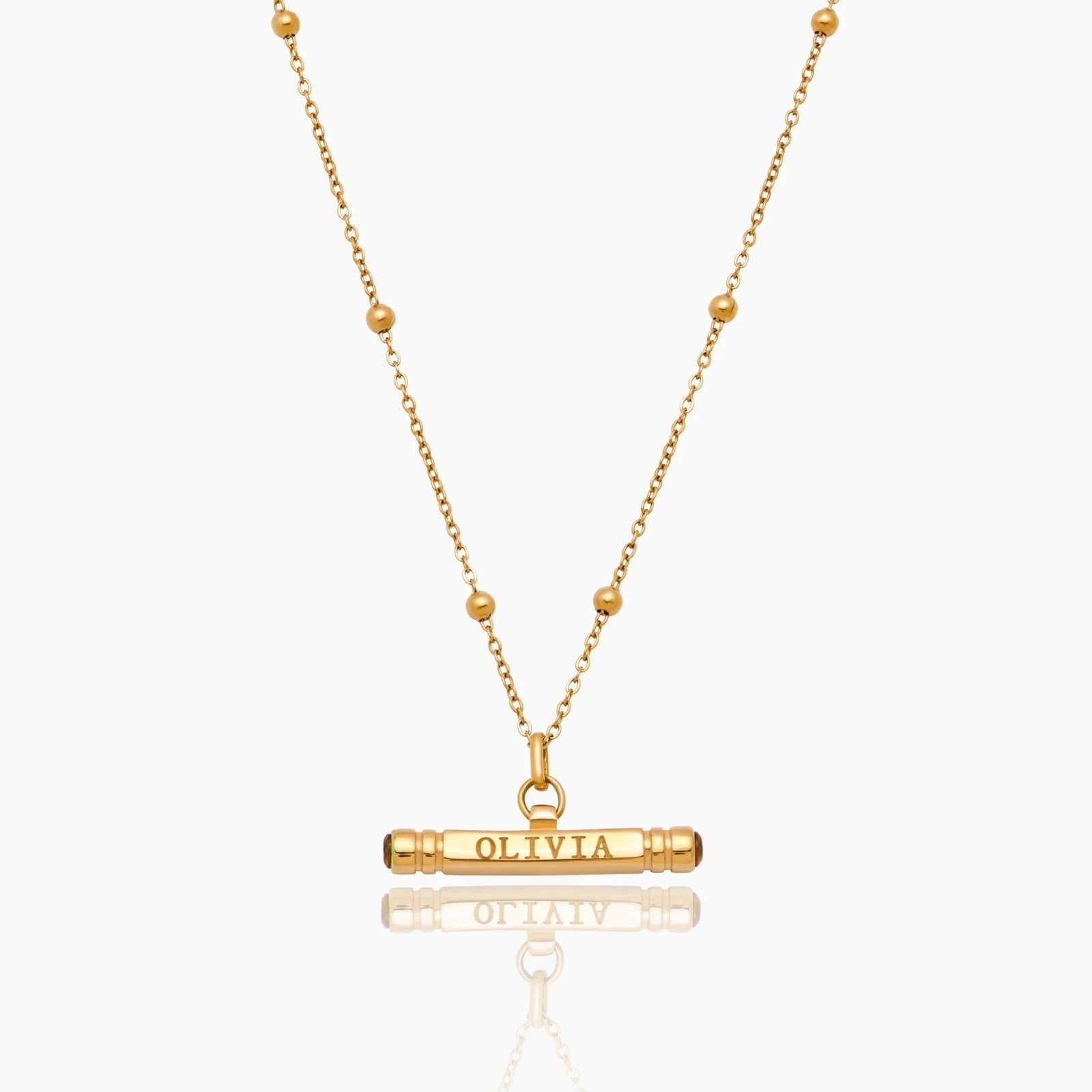 custom-name-birthstone-t-bar-necklace — Gold / Nov-Citrine