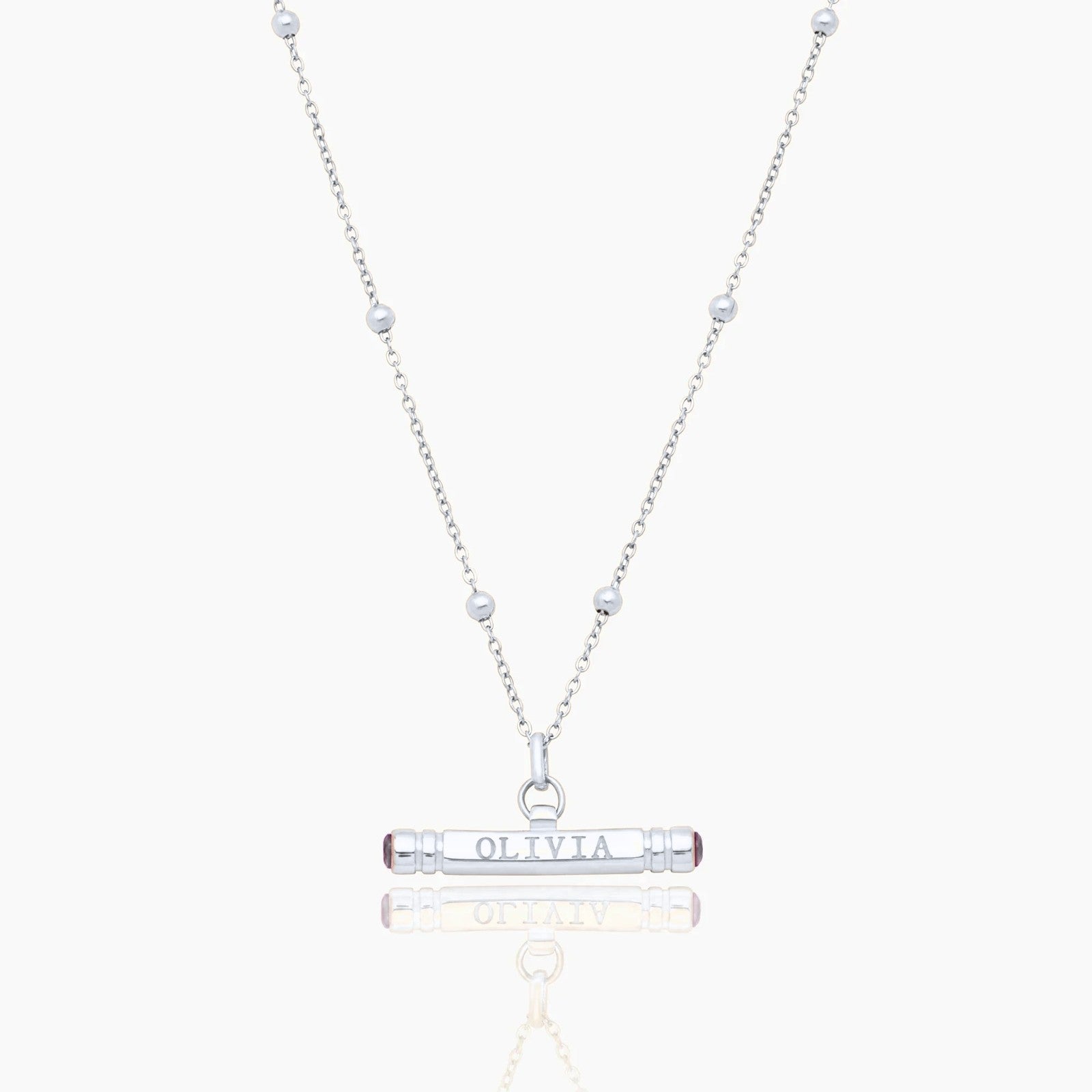 custom-name-birthstone-t-bar-necklace — Silver / Apr-Diamond