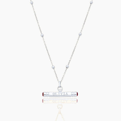 custom-name-birthstone-t-bar-necklace — Silver / Jan-Garnet