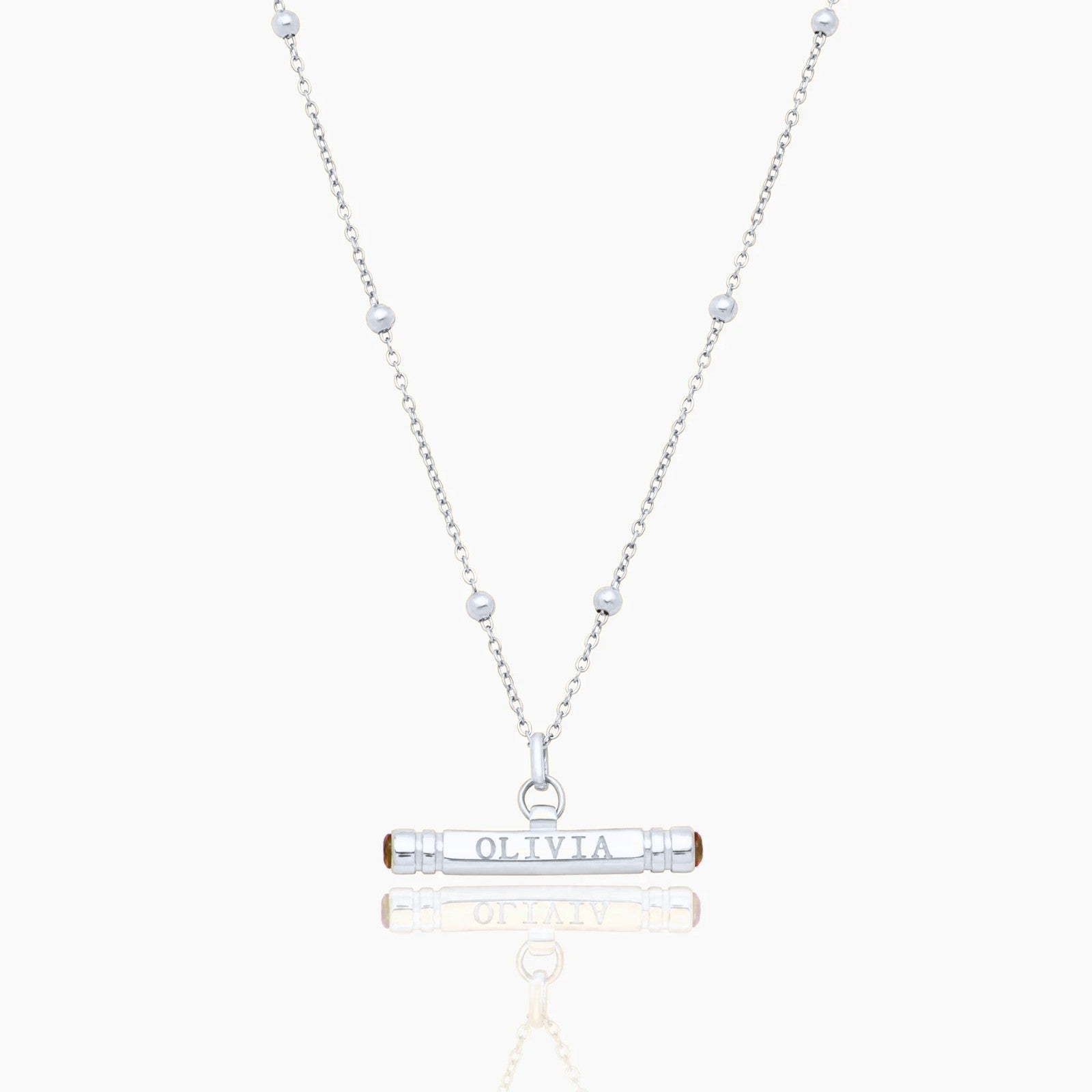 custom-name-birthstone-t-bar-necklace — Silver / Nov-Citrine