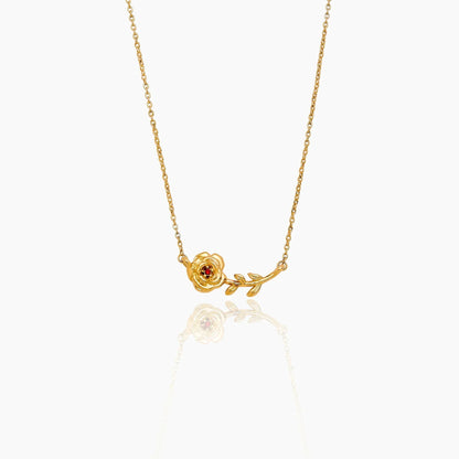 Dainty birth flower necklace gold — Olivia Jewelry