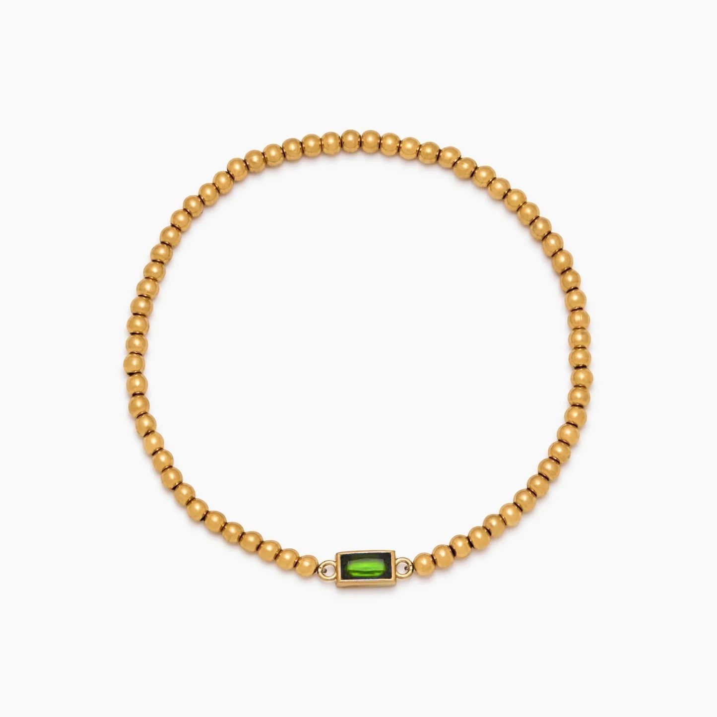 gold-beaded-birthstone-bracelet — Gold / Aug-Peridot