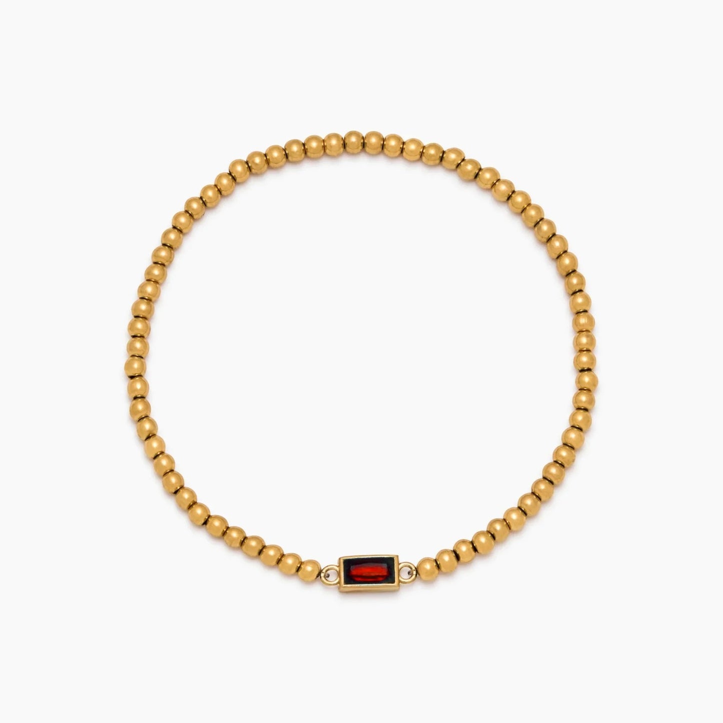 gold-beaded-birthstone-bracelet — Gold / Jan-Garnet