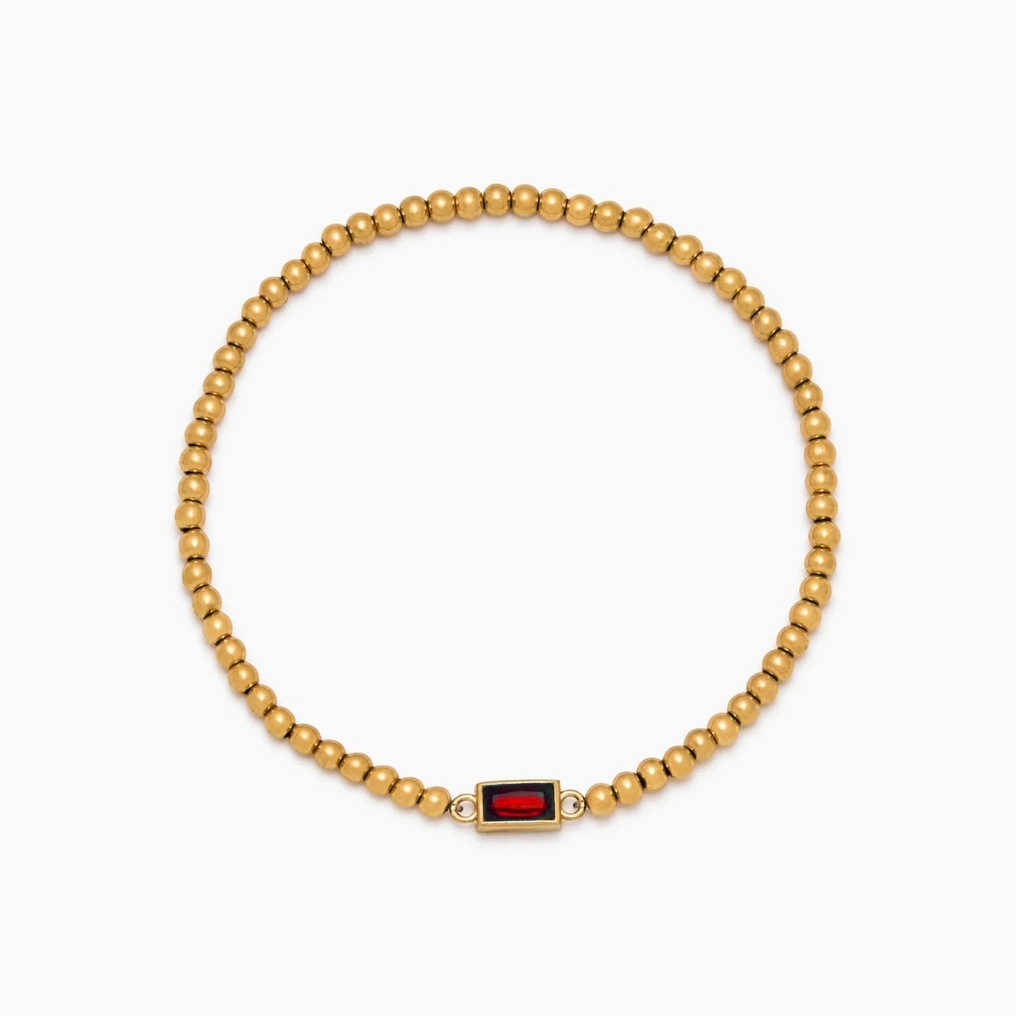 gold-beaded-birthstone-bracelet — Gold / Jul-Ruby