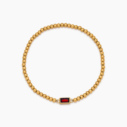 gold-beaded-birthstone-bracelet — Gold / Jul-Ruby