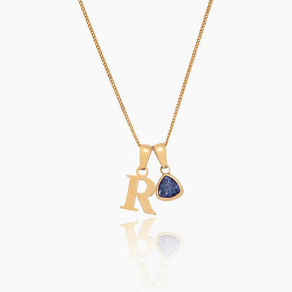 initial-birthstone-charm-necklace — Gold / September Sapphire