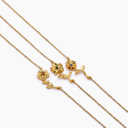 Personalised gold birthflower necklace — Olivia Jewelry