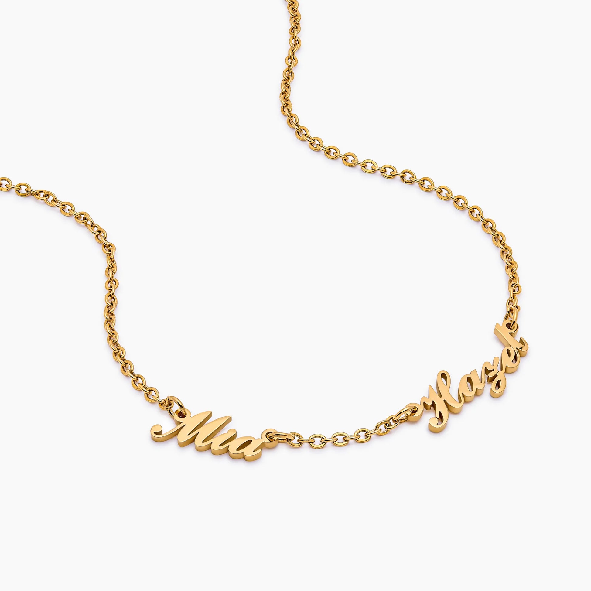 Multiple name necklace flat lay — Olivia Jewelry