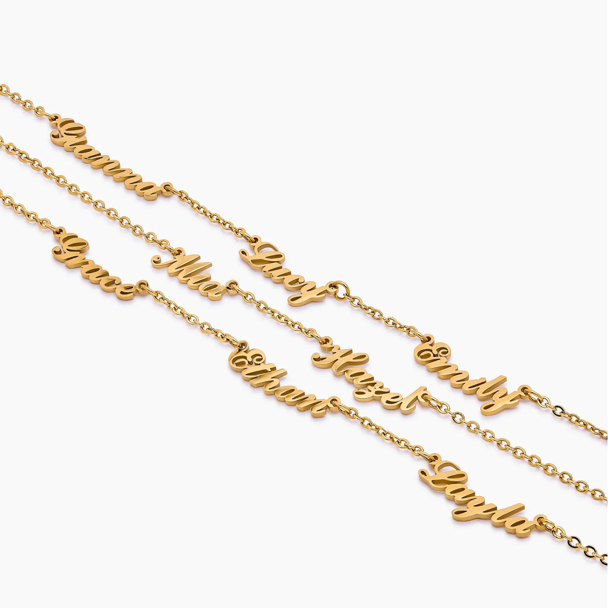 Custom multiple name necklace gold detail — Olivia Jewelry