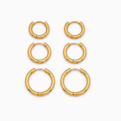 18K gold hoop earring set detail — Olivia Jewelry